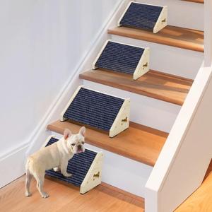 4 Pack Wooden Dog Ramp for Stairs Suits for Small Medium Dogs Cats, Pet Steps Stairs for Staircase for Dogs Cats Grey,Need Installation,13 * 9.8 * 5.1 inch