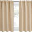 NICETOWN Blackout Room Darkening Curtains - Home Decoration Light & Noise Reducing Thermal Insulated Window Draperies with Rod Pocket Top (Biscotti Beige, Set of 2, 42 inches Wide x 36 inches Long)
