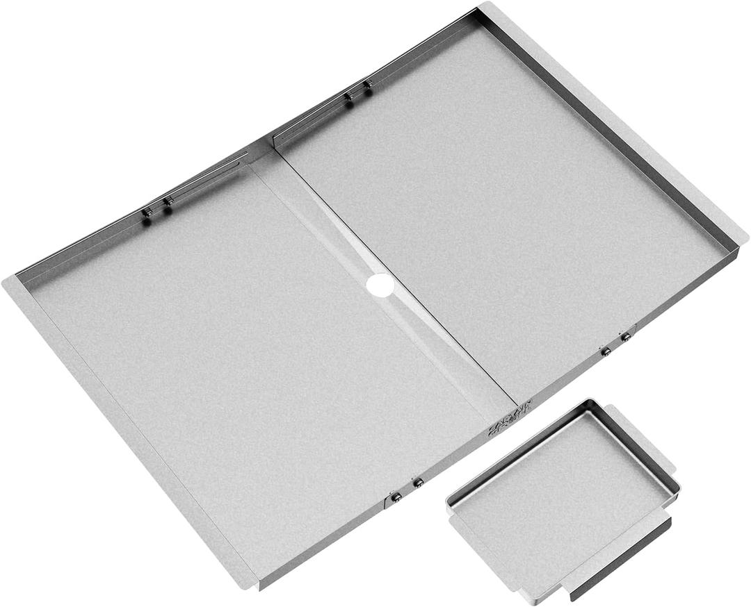CaptainGrill Grease Tray with Catch Pan - Dyna Glo Grill Replacement Parts, Universal Drip Pan for 4/5 Burner Gas Grill Models from Dyna Glo, Nexgrill, Expert Grill, Kenmore, BHG and More (24"-30")