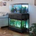 VOWNER 40 Gallon Aquarium Stand with Power Outlet, Metal Frame Fish Tank Stand with Cabinet Storage, Double Turtle Reptile Terrariums Tank Stand, 39.4" L*18.9" W Tabletop, 660LBS Capacity, Black