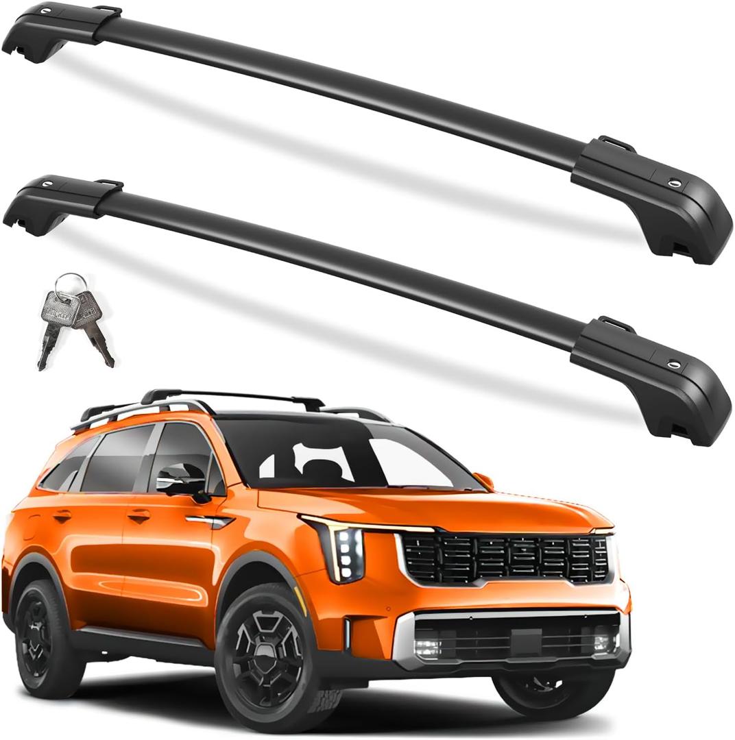KINGGERI 330LBS All Aluminum Roof Rack Cross Bars Fit for Kia Sorento X-Line & X-Pro 2021 2022 2023 2024 2025 2026 (With Raised Side Rails), Lockable Roof Rails Crossbars Rooftop Luggage Racks Carrier