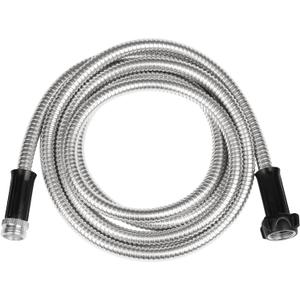 Short Garden Hose Metal Water hose Heavy Duty Stainless Steel Hose with Metal Fittings Flexible Lightweight Hose Puncture Proof for Yard, Outdoors, Rv (Unexpandable, 5FT)