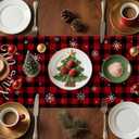 Artscope Wreath Merry Christmas Table Runner, Xmas Winter Holiday Kitchen Dining Table Decoration for Christmas Home Decor 13x120 Inch-Buffalo Plaid Red