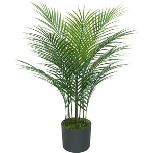 Artificial Palm Plant 2FT Fake Palm Tree with 12 Trunks Perfect 24inch Faux Tropical Palm Plants in Pot for Indoor Outdoor House Home Office Garden Modern Decor Housewarming Gift (1Pack)