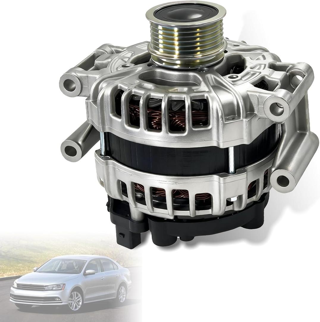 Alternator 06J903023T 12V 140A Compatible with Volkswagen Jetta& Beetle 2013 2014 2015 2016 2017, Passat 2014 2015 2016 2017, 6-Groove Clutch Pulley, CW, Replace# 06K903023 11723