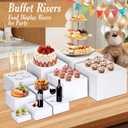 10 PCS Buffet Risers, Large Food Risers for Buffet Table, Food Display Risers for Party, White Acrylic Boxes Dessert Table Display Set, Risers Display Stands (Size 10" 9" 8" 7" 6" 5" 5" 4" 4" 3", White)