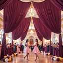 10ftx15ft Burgundy Backdrop Curtains for Parties, Wrinkle Free Polyester Burgundy Photo Backdrop Drapes 2 Panels 15 ft Long Back Drop Cloth for Wedding Birthday Photography Background Party
