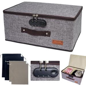 Locking Adult Game Toy Storage Organizer Lock Box Toy Storage Bins Game Toys Storage, Large capacity 14 x 10 x 6.3 Inches (Heather Grey)