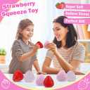 2 x 4 Pcs Soft Strawberry Squishy Toys for Stress Relief, Cute Sensory Fidget Toy for Adults, Kawaii Sticky Squeeze Fruit for Anxiety and Relaxation, Small Desk Toys for Home Office (Pink)