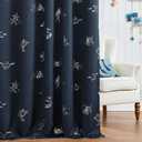 Vangao Kids Curtains for Boys Bedroom Kids Blackout Curtains 84 Inch Length Ocean Aquarium Nursery Drapes for Girls Bedroom Silver Sea Animals Print Thermal Insulated Drapes, Navy Blue 2 Panels