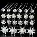 40 Pieces Bridal Hair Pins, Clips and Barrettes with Crystal Pearl Flowers, Women's Proms Hair Jewelry Accessories, Gift Stocking Stuffers for Girls