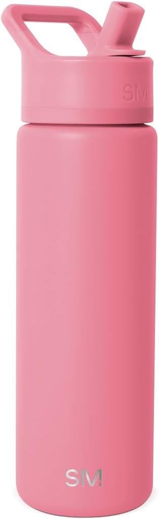 Simple Modern Insulated Water Bottle with Straw | 22oz | Pink | Summit Stainless Steel Water Bottles, Metal Cup | Leak Proof for School, Gym, Travel, Sports | Velvet Pink