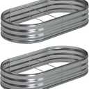 Foxlang 8x4x1ft(2 Pack) Galvanized Oval Raised Garden Bed,Outdoor Planter Box Metal Patio Kit Planting Bed for Vegetables Flowers Herb,Silver