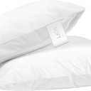Digital Decor 100% Cotton Hotel Pillows, U.S. Made Hypoallergenic Pillows with Down Alternative Fiber Fill for Side & Back Sleepers, Set of 2, Three Comfort Levels, (Soft, Medium, Firm) Soft