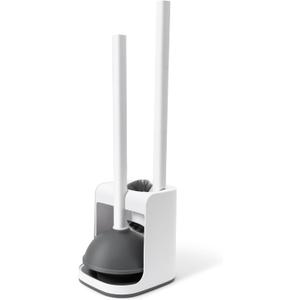 IVYROLL Toilet Brush and Plunger Set Hidden, S-Shaped Toilet Brush Plunger Combo, Perfect for Homes, Apartments & Bathrooms (White)