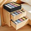 Joyoldelf Sock Drawer Organizer Divider 2 Packs Underwear Organizer, 24 Cell Collapsible Closet Cabinet Organizer Underwear Storage Boxes for Storing Socks, Handkerchiefs, Ties, Belts (Black)