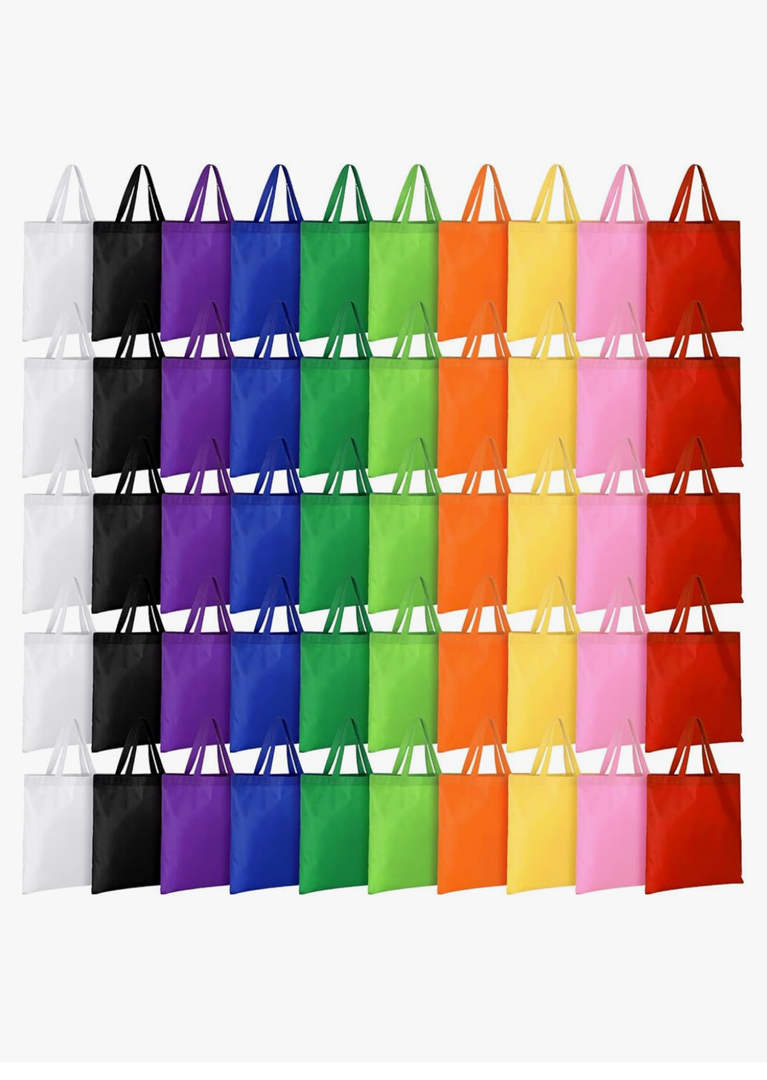 Woanger 100 Pcs Bulk Tote Bags 15'' x 16'' Reusable Fabric Shopping Canvas Bags Cloth Totes with Handles