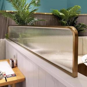 Countertop Low Fence Divide,Restaurant Decorative Partitions Grille,Dividers for Dining Areas,Office Furniture Partitions,Gold Stainless Steels Frame Tempered Glass Panel(47.24 * 11.8IN)