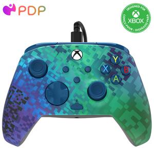 PDP Gaming REMATCH Enhanced Wired Gaming Controller: Licensed Xbox Series X|S Gamepad, Xbox One, PC, Mappable Back Buttons, Customizable Triggers, Audio Control, Companion App: Glitch Green/Blue