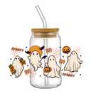 10 Sheets Halloween UV DTF Transfer Cup Wraps for Glass Cups Walls UVDTF Cup Wraps Pumpkin Ghost for 16 OZ Cups DIY Crafts Decoration Applique for Furniture