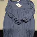 Motherhood Maternity Womens Long Sleeve Empire Waist Maxi Pregnancy Dress (Small, Vintage Indigo)