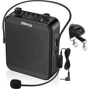 30W Portable Voice Amplifier with Wired Microphone Headset, 2800mAh Rechargeable PA System Speaker Personal Microphone Speech Power Amplifiers Loudspeaker for Teachers/Metting/Tour Guide (01Black)