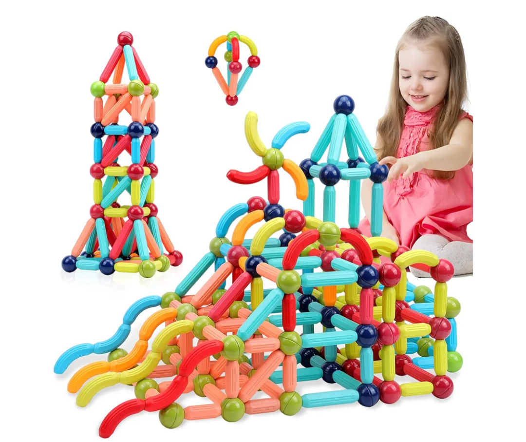 COUOMOXA Magnetic Building Blocks for Toddlers: STEM Educational Toys for 3 4 5+ Years Old Kids - Magnetic Stick Montessori Game for Family for Boys Girls 3-5