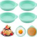4PCS Silicone Egg Mold - 4 inch Egg Bites Mold, Non-Stick Accessories for Air Fryer, Muffin Lids, Cake, Muffin Top (Green)