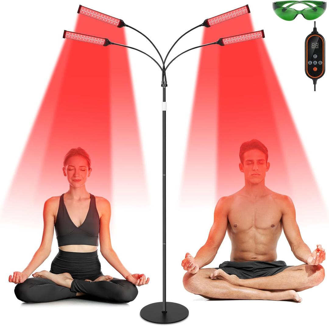 Red Light Therapy for Body, Red Light Therapy with Stand, 4 Heads 660nm & 850nm Red Light Therapy Lamp Portable LED Red Light Therapy Device for Full Body, Face