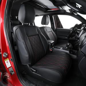 LUCKYMAN CLUB Tacoma Seat Covers, Fit for 2024-2026 Tacoma Crew Double Cab with Water Proof Faux Leather (Full Set, Black)
