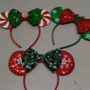 4 PCS Christmas Mouse Ears Headbands Sequin Santa Reindeer Candy Headbands for Cosplay Party Favors (Christmas 4 Pack)