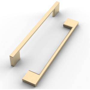 FILTA 10 Pack 6.3 Inch(160mm) Hole Centers Brushed Brass Cabinet Pulls,Stylish Kitchen Cabinet Handles Zinc Alloy Gold Cabinet Hardware for Cabinets Cupboard Handles Drawer Pulls