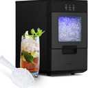 Newair Nugget Ice Maker Countertop - 44lbs/Day, Countertop Sonic Ice Machine, Self-Cleaning & Refillable Water Tank, Pebble Ice Maker, Ideal for Home Office, Kitchen or Bar | Black Stainless Steel