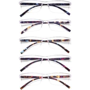 Unisex Anti Blue Light Reading Glasses - Lightweight Spring Hinge Half Frame Readers for Men Women Screen Time