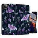 May Chen for iPad Pro M2 12.9 Case 6th/ 5th/ 4th/ 3rd Generation 2022 2021 2020 2018 Trifold Stand + Pencil Holder + Auto Wake/ Sleep + Soft TPU Protective Stand Back Cover, Butterflies