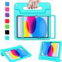 AVAWO Kids Case for New iPad (A16) 11th Generation 11 Inch 2025, iPad 10th Generation 10.9" 2022 with Built-in Screen Protector Shockproof Lightweight Handle Cover for i Pad 10/11 Gen, Turquoise