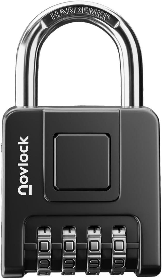 Combination Lock for Outdoor & Indoor | Heavy Duty, Weatherproof, 4-Digit Security | Padlock for Lockers, Gates, Fences, Sheds, Storage | 1-Pack, Black