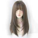 Long Cold Brown Hair Wig for Women Natural Synthetic High Density Wigs With Air Bangs Party Cosplay Use Hair Wig (22inch Cold brown)