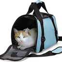 ZaneSun Cat Carrier,Soft-Sided Pet Travel Carrier for Cats,Dogs Puppy Comfort Portable Foldable Pet Bag Airline Approved (Small Blue)