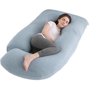 Jcickt Pregnancy Pillow for Sleeping,59 inch Maternity Pillow with Removable Washable Cover,J-Shaped Cooling Full Body Pregnant Pillow -Support for Backs,Legs, Belly, HIPS, Improve Sleep-Sky Blue