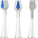3-Count Toothbrush Replacement Heads Compatible with Watepik Complete Care 5.0/9.0 (CC-01/WP-861) with Tongue Scraper, STRB-3WW