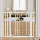 Cumbor 29.7-40.6" Baby Gate for Stairs, Mom's Choice Awards Winner-Dog Gate for Doorways, Pressure Mounted Auto-Close Pet Gates for Dogs Indoor, Safety Child Gate with Easy Walk Thru Door, White