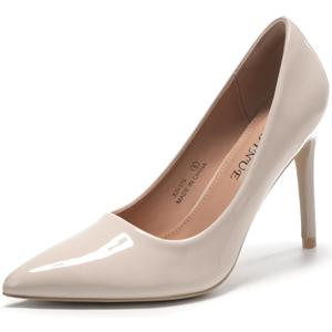 Women's Pumps Sexy High Heels 4 inch Pointed Closed Toe Stiletto Heel Evening Party Wedding Comfortable Dress Shoes (9, Nude Patent Pu)