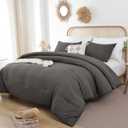 ROSGONIA Oversized King Comforter 120x120, 3pcs Super King Comforter (1 Dark Gray Comforter & 2 Pillowcases) Lightweight Warm Bedding Blanket Quilt
