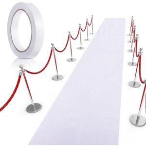 Tatuo Carpet Runner 2.46 x 30 ft Runway Rug 55 GSM Thickness with Carpet Tape for Prom Graduation Wedding Outdoor Indoor Hallway Movie Party Decoration Rug(2.46 x 30 Feet,Glitter White)