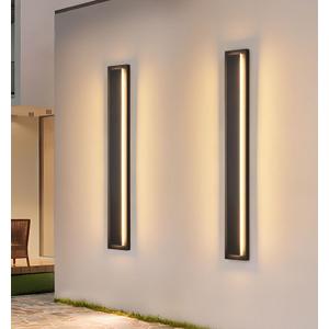 tewei 39.3 Inch Modern Outdoor Wall Sconce, Long Black LED Exterior Lighting Fixtures, Modern Large Outdoor Front Porch Lights Outside Wall Mount Lights for House, Warm White 3000K, 2 Pack