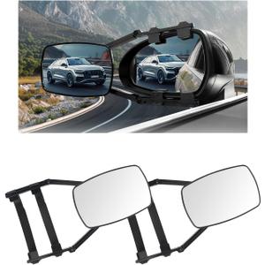 2PCS HD Towing Mirrors,Clamp-on Side Mirror Extensions for Towing & Reducing Blind Spots with Adjustable Mounting Straps,Universal Truck Mirror Extenders Trailer Accessories