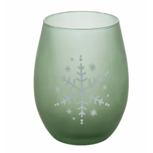 2 Piece Tabletops Unlimited Snowflake Stemless Wine Glass Set - Green