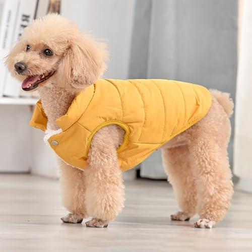 Small Dog Jacket Upgraded and Thickened Three-Layer,Small Dog Coat Windproof Waterproof 2 in 1 Dog Coats for Small Dogs,Warm Dog Clothes,Small Dog Coats(Yellow, L(Chest 18.1" Suggest 9.9-15.4lbs) ﻿)