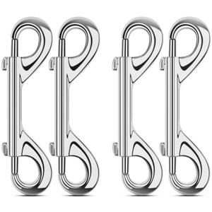 ERKOON 3.5 inch Double Ended snap Hooks,110lbs Metal Clips Load Capacity Zinc Alloy Double Sided Clips Heavy Duty Trigger Snap for Dogs Leashes/Water Bucket/Horse Feed/Hammocks Bolt snap (4 Pack)